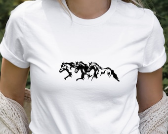 Three Horses Running Tshirt Super Soft T Shirt Horse Lover Tee Back Up Tshirt Super Soft Tees Great Gift Ideas Tshirt Equestrian Tee