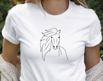 Horse Head Thin Lined Tshirt Horse Lovers Equestrian Paint Horse Mustang Wild Teen Girl Gifts Super Soft Tees Barn Clothes Western Wear