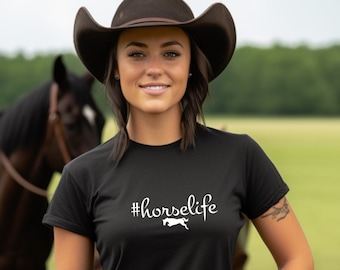 Horselife# Tshirt Horse Lover Shirt Christmas Gift for Her Tee Super Soft Tee Barn Clothes Horse Tshirt Equestrian Tees Tees for Mom