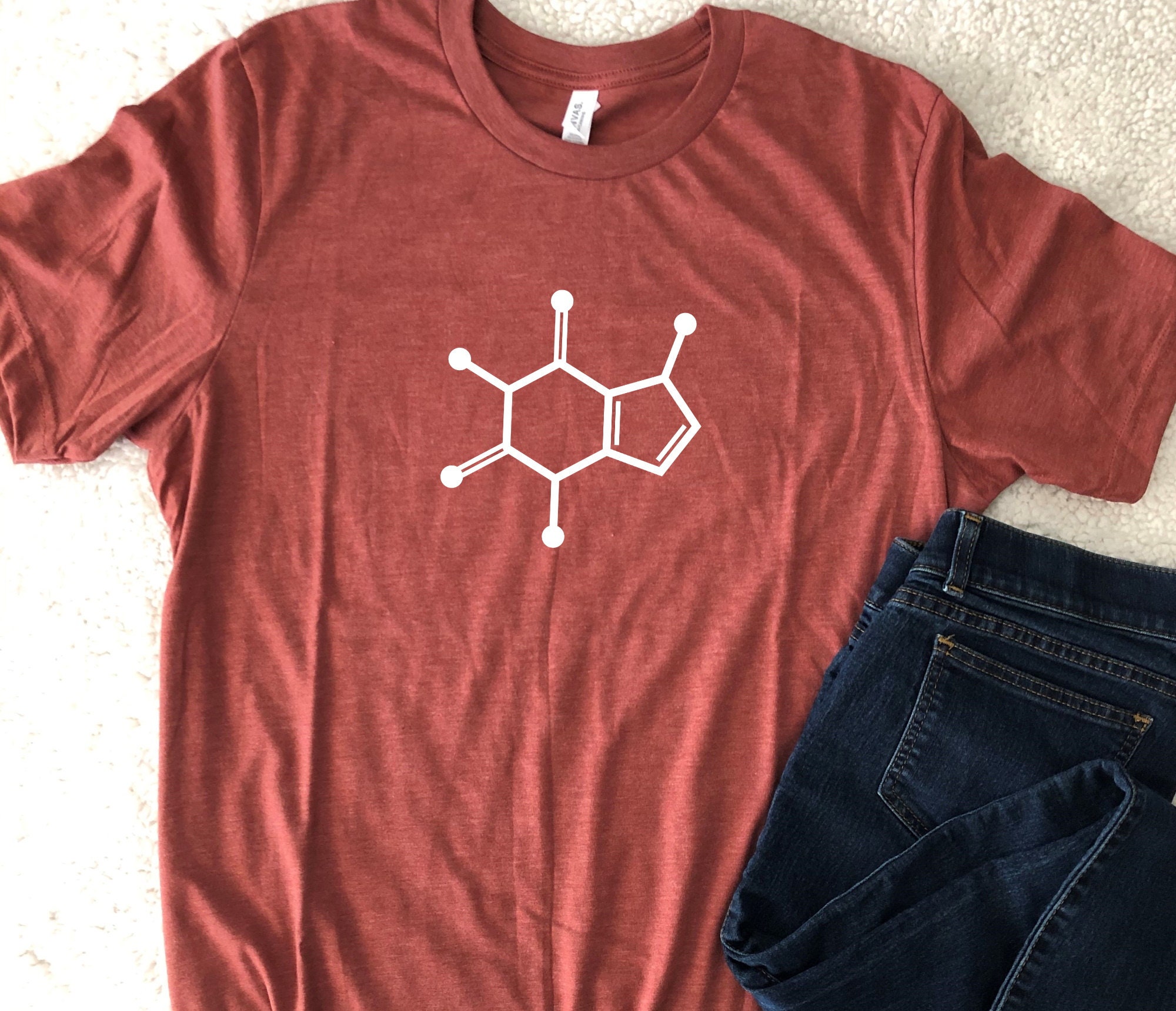 Powered By Caffeine T-Shirt funny coffee Molecule 13 colours Men's Women's sizes