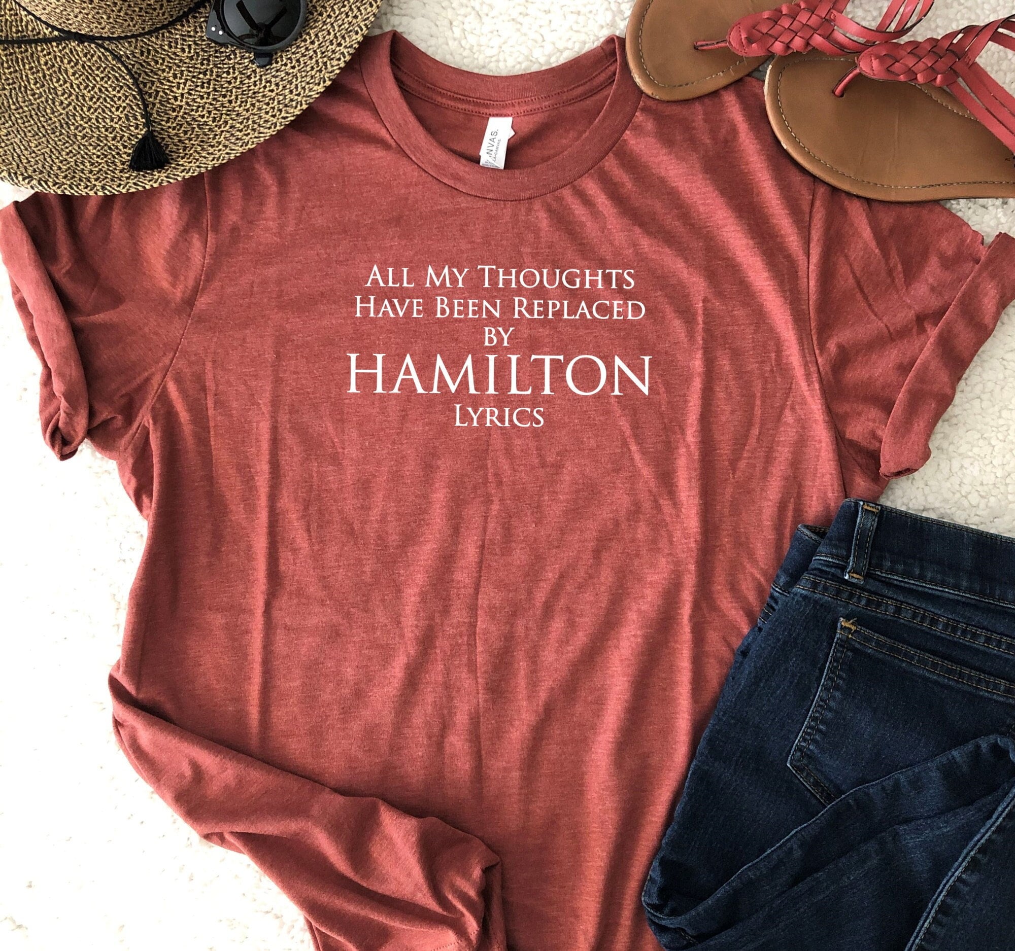 My Thoughts Have Been Replaced By Hamilton Lyrics T-Shirt - Unisex Musical Theater Fan Tee - View #9