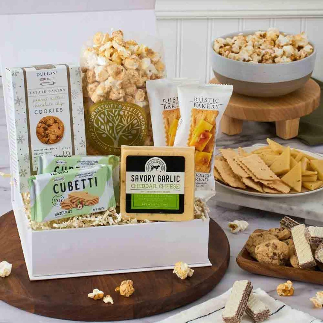 Gourmet Snack Gift Box With Cheese and Crackers | Sweet & Savory Food ...