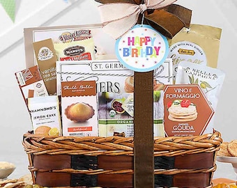 Gourmet Birthday Gift Basket – Lemon Cake, Cookies, Cheese & More