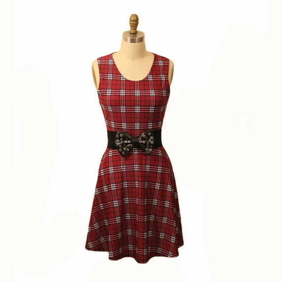 maroon plaid dress