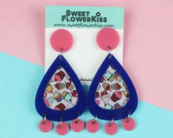 Cupcake earrings Statement earrings Acrylic earrings