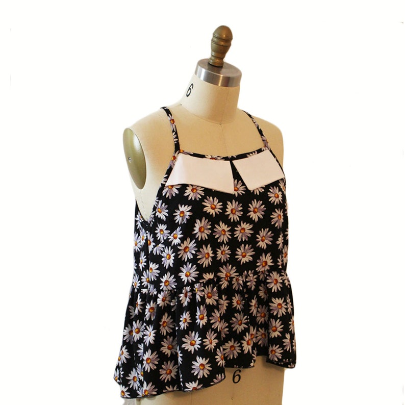 Peter pan collar top Floral print blouse Hi-low top Retro blouse Vintage inspired top Loose Fit blouse Made to order Flower print top