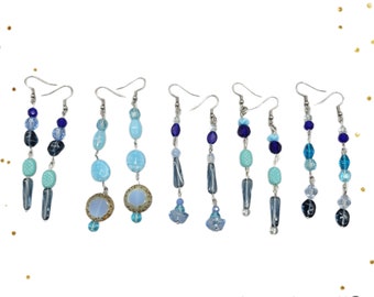 Glass earrings Fun jewelry Boho Jewelry Blue earrings Beaded earrings