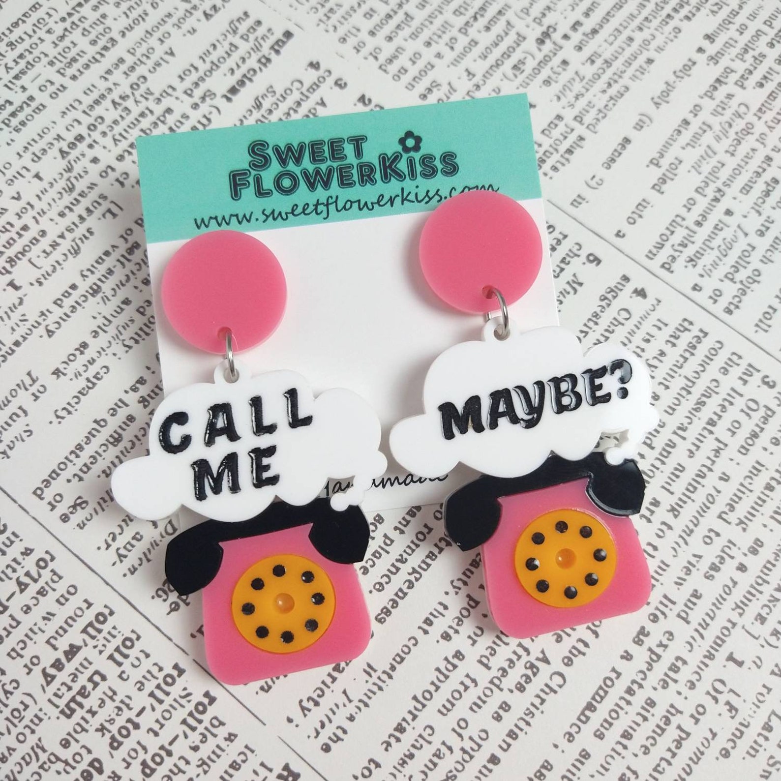 Telephone earrings Retro earrings Acrylic earrings Etsy