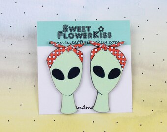 Alien earrings UFO earrings Laser cut earrings