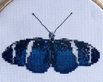 Butterfly Cross stitch pattern - PDF instant download - Blue butterfly