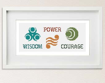 PATTERN- Legend of Zelda - Power Wisdom Courage  - Cross Stitch pattern - PDF - instant download - triforce LoZ  game