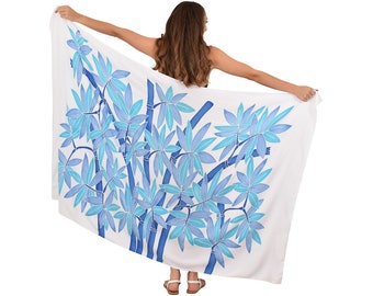 BAMBOO Hand-Painted Sarong + Coconut Clip Tropical Cruise Party