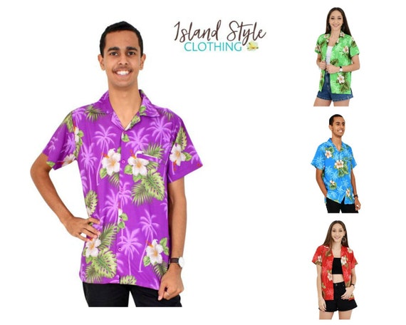 Men's Fancy Dress INCLUDES LEI Mens Hawaiian Shirt Top Stag Retro Beach ...