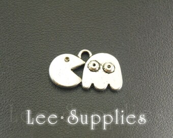 10pcs Antique Silver Pac Man And Ghost Charms Pendant A823
