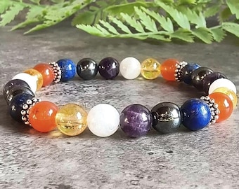 Menopause Support Bracelet • Hormone Balance, Stress Relief Crystals • Mixed Gemstone Jewelry