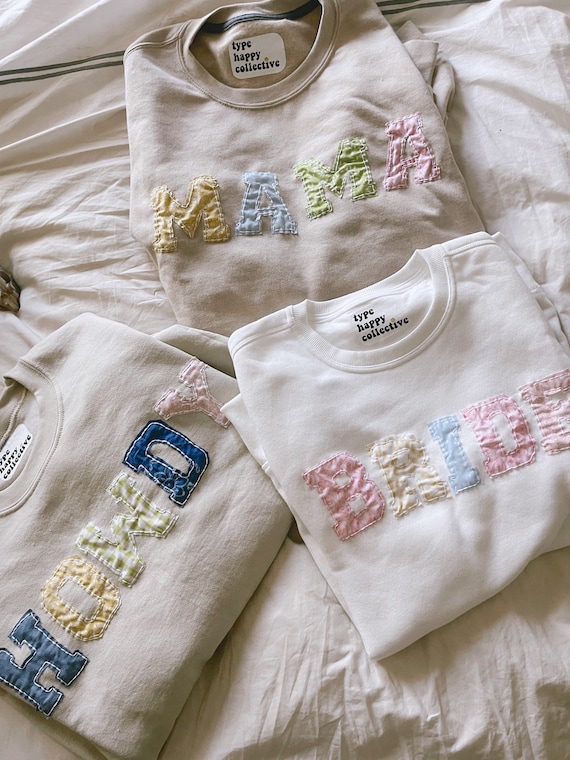 CUSTOM Hand-quilted, Hand-embroidered Crewneck Sweatshirt