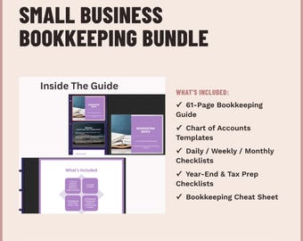 Small Business Bookkeeping Bundle, Chart of Accounts & Checklists, PDF Word Download