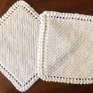 Handmade Knit Cotton Dish Cloths/Wash Cloths - Set of 2, White