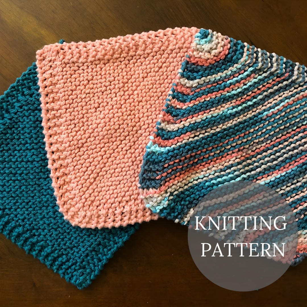 Durable Knit Dishcloth Beginner Knitting Pattern Etsy