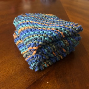 Hand Knitted Dishcloths, Cotton Washcloths, Dish Cloths, Wash Cloths, Handmade towels, Dish Rags, Set of 2 - Capri, Gifts for her