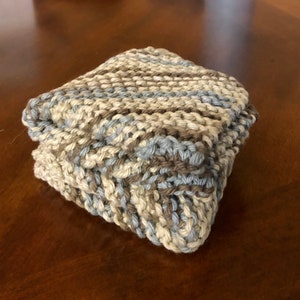 Hand Knitted Dishcloths, Cotton Washcloths, Dish Cloths, Wash Cloths, Handmade towels, Dish Rags, Set of 2 - EARTH