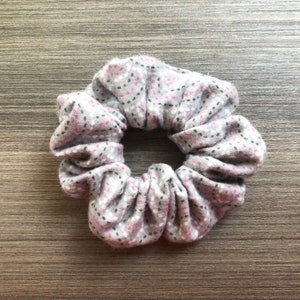 Gray Patterned Scrunchie, Soft Flannel, Handmade Scrunchie, Gifts for her
