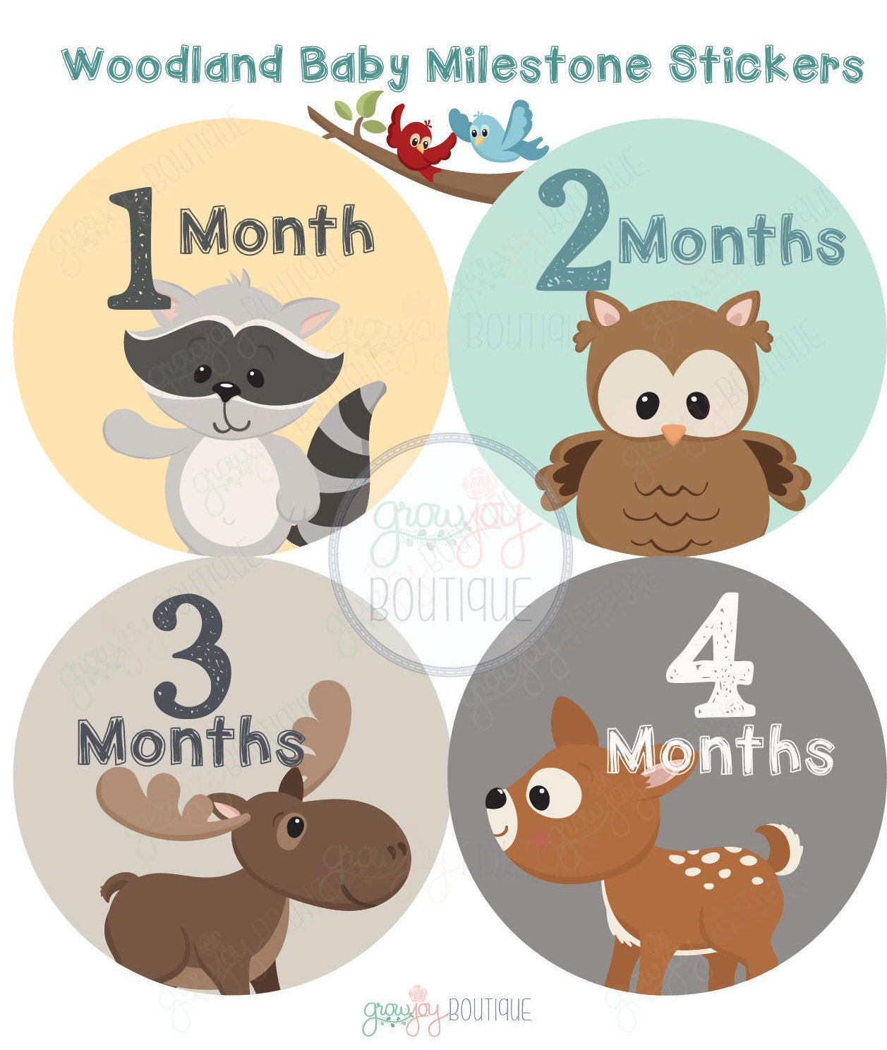 Woodland Baby Boy Month Milestone Stickers Woodland Animals Etsy