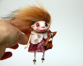 Broche de muñeca de arte única (OOAK) de arcilla polimérica, pin de arte para usar