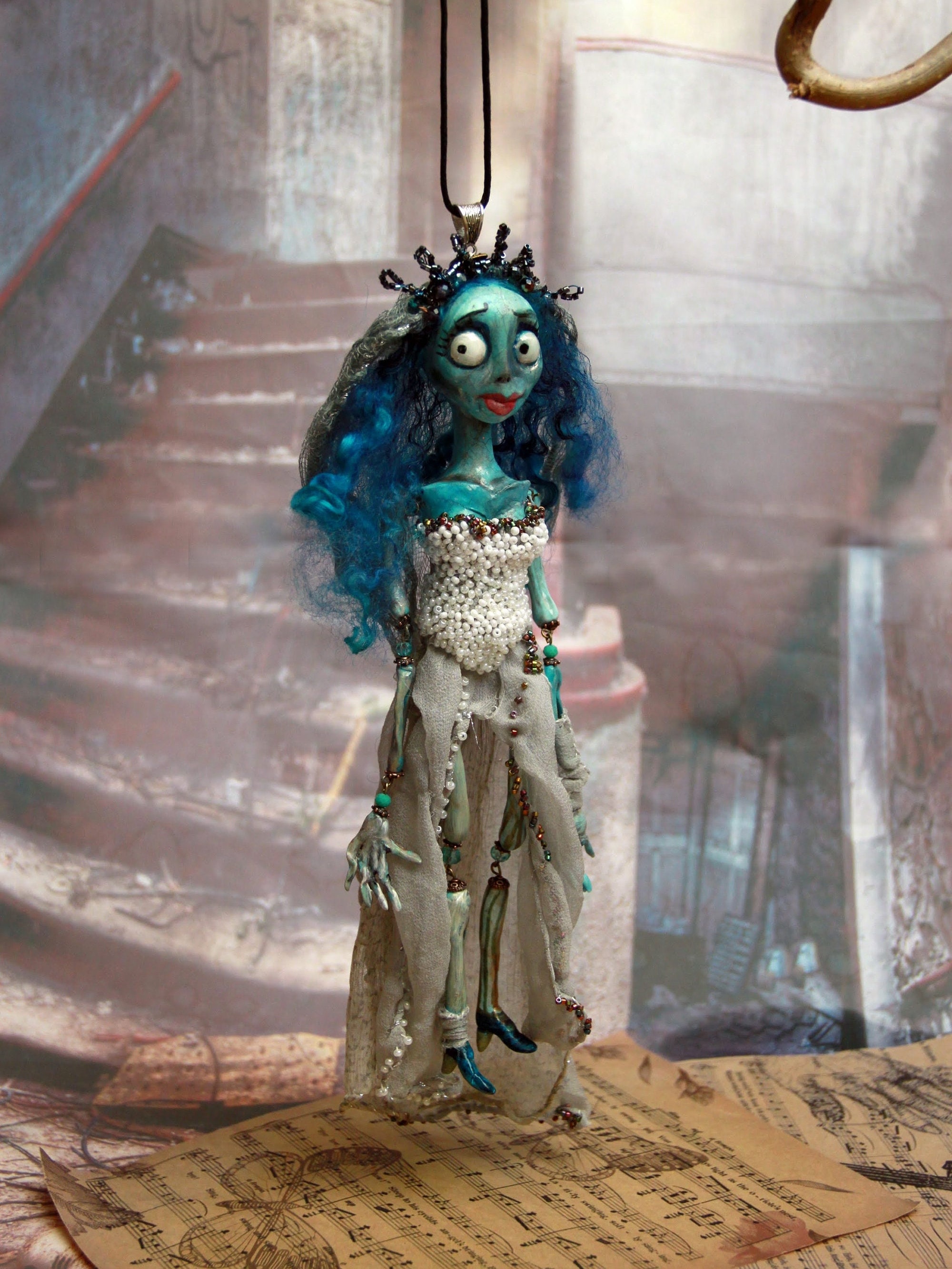 Tim Burton character, Corpse bride art doll, Halloween decoration