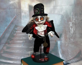 Vampire Doll, Dracula Art Doll, OOAK Gothic Sculpture