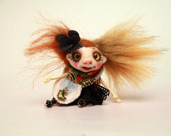 Broche de muñeca artística OOAK: pin artístico para llevar hecho a mano