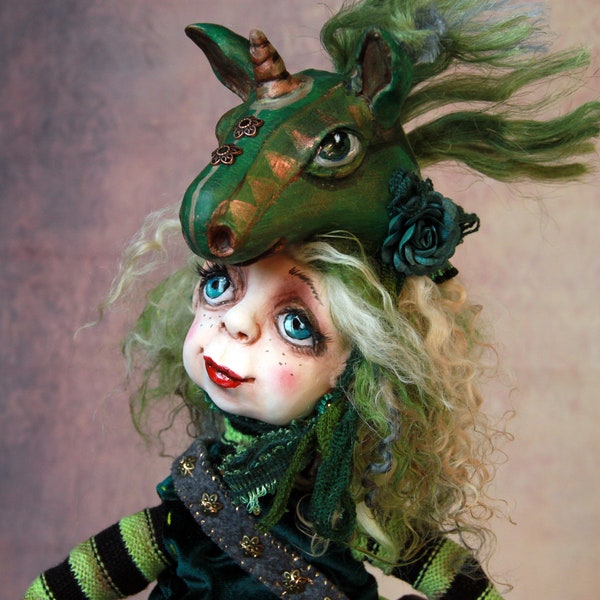 Poupée d'art OOAK, figurines de poupée licorne