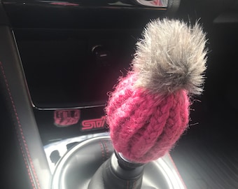 Shift Knob Beanie *FAUX FUR POMPOM*