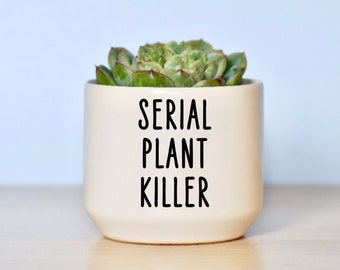 Serial Plant Killer, Funny Succulent Pot, Cactus Planter, Gag Gift, Flower Pot, True Crime Gift, Small Planter, Housewarming Gift