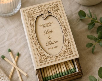 Personalized Wooden Matchbox, The Perfect Match Couple Gift, Custom Engraved Wedding Match Box, Anniversary Gift for Couple, Engagement Gift