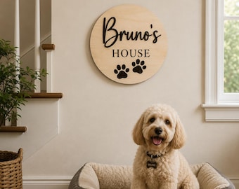 Personalized Pet Name Sign, Custom Wooden Pet Name Wall Decor, Dog House Decor, Pet Room Decor, Dog Wall Decor, Pet Lover Gift