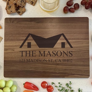 Personalized New Home Gift, Home Sweet Home Cutting Board, Address Cutting Board, Realtor Closing Gift, Housewarming Gift, Monogram Board