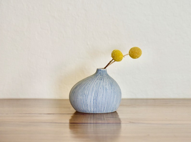 Stripe Modern Bud Vase, Small Propagation Vase, New Home Gift, Beach Decor, Billy Ball Bud Vase, Small Flower Bouquet, Nordic Decor image 3