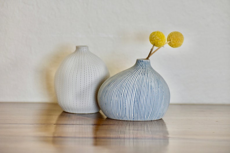 Stripe Modern Bud Vase, Small Propagation Vase, New Home Gift, Beach Decor, Billy Ball Bud Vase, Small Flower Bouquet, Nordic Decor image 2