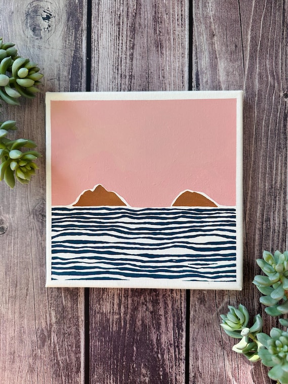 Original Painting of Lanikai Mokulua Islands, Canvas Wall Art, Beach Art, Hawaii Wall Art, Lanikai Beach, Tropical Wall Art, Hawaii Decor
