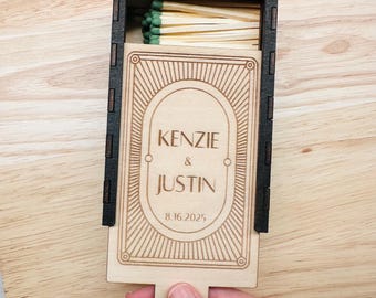 Wooden Match Box, Couples Large Matchbox, Custom Engagement Gift, Personalized Anniversary Gift, Unique Valentines Day Gift, Bridal Shower