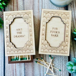 Unhinged Custom Large Wooden Matchbox, Funny & Customizable Gift for Hostess, Please Leave By 9, Vintage Matchbox, Wooden Trinket Box