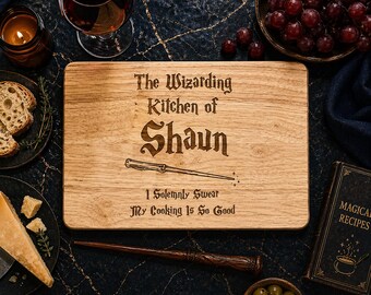 Personalized Wizard Cutting Board: HP Fan Gift, Engraved Charcuterie Board
