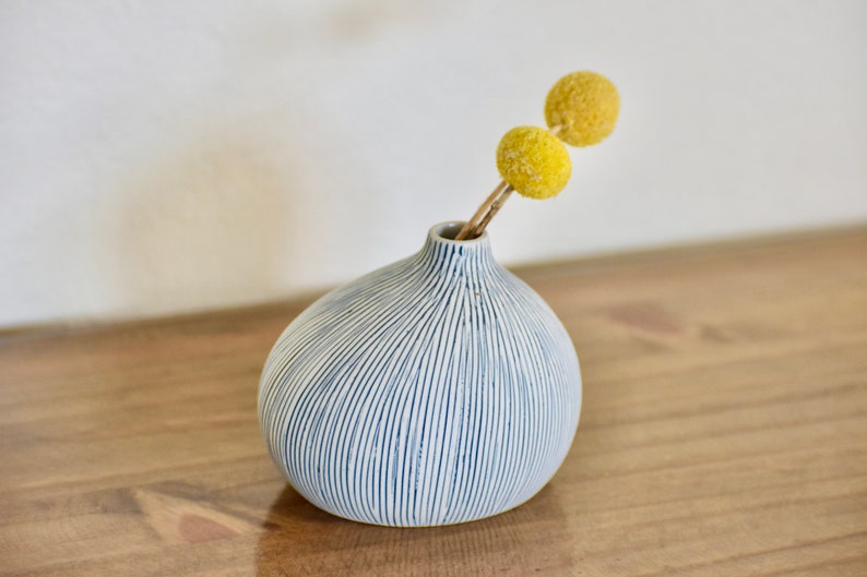 Stripe Modern Bud Vase, Small Propagation Vase, New Home Gift, Beach Decor, Billy Ball Bud Vase, Small Flower Bouquet, Nordic Decor image 1