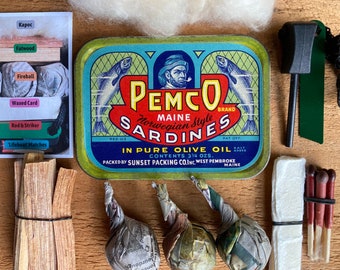 Vintage 1950's Original Sardine Label Campfire Lighting Kit. Kitsch Gifts for Cool Kids. Only a few remaining.