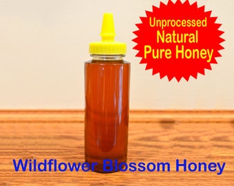100% Pure Raw Ohio Wildflower Blossom Honey in 12 oz. Squeeze Bottle