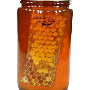 100% Pure Raw Chunk Honey Comb in Jar of Raw Honey 1 lb. image 3