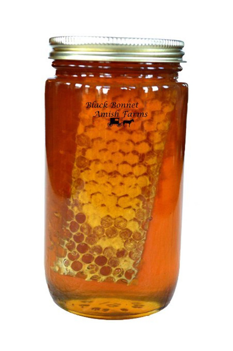 100% Pure Raw Chunk Honey Comb in Jar of Raw Honey 1 lb. image 3