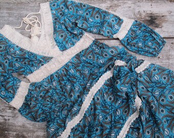Boho Floral Maxi Dress, Crochet Lace, Made to Order