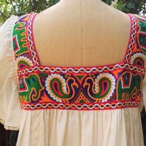 Embroidered Bohemian Cotton Tunic Dress with Ruffle Sleeves image 5